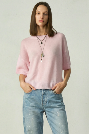 CASHMERE FEATHERWEIGHT TOP - PEARL PINK