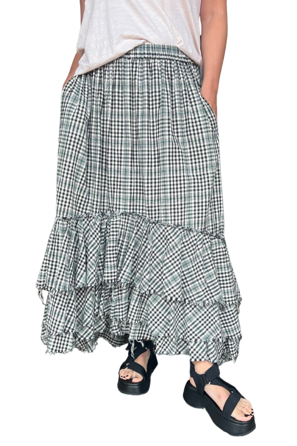 SWAN SKIRT (LINEN) PRINCE OF WALES CHECK