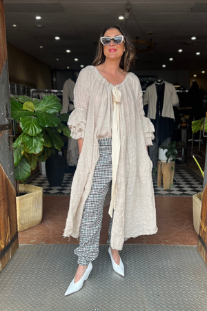 AMANO LINEN BUTTON BACK DRESS / DUSTER NATURAL