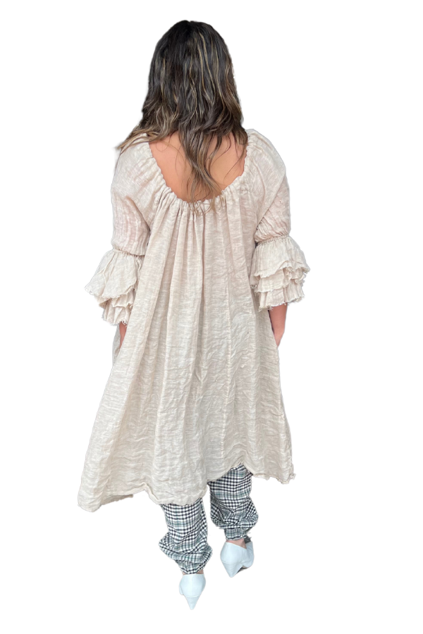 AMANO LINEN BUTTON BACK DRESS / DUSTER NATURAL