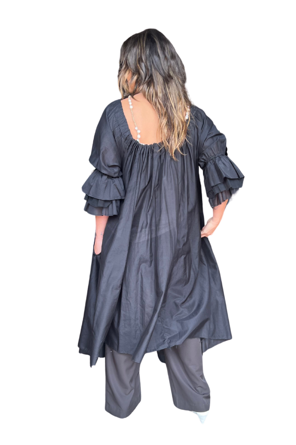 AMANO BUTTON BACK BLUSON DRESS / DUSTER SILK