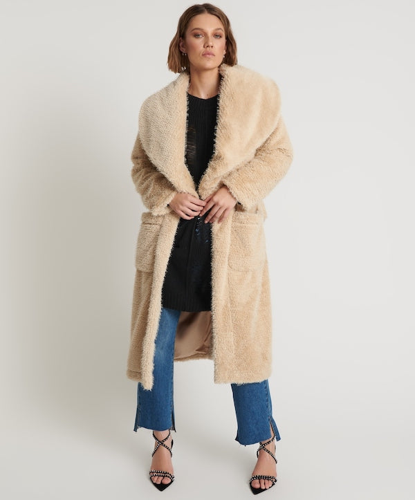 THE WONDERLAND FAUX FUR COAT - CREAM