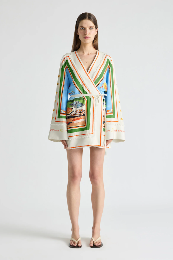 RIPPLE EFFECT MINI ROBE DRESS