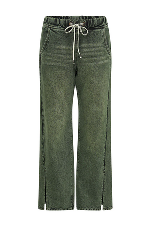 BLACK KHAKI ROADHOUSE WIDE LEG DRAWSTRING JEANS
