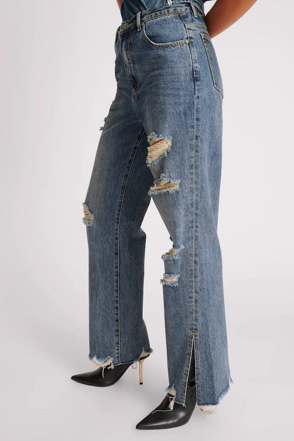 USED BLUE STRAIGHT LEG MID WAIST DENIM BILLIE JEAN