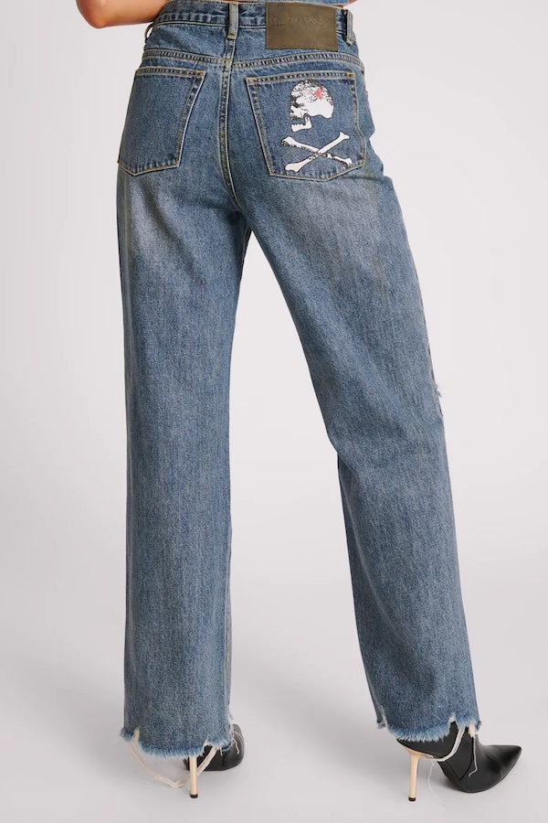 USED BLUE STRAIGHT LEG MID WAIST DENIM BILLIE JEAN