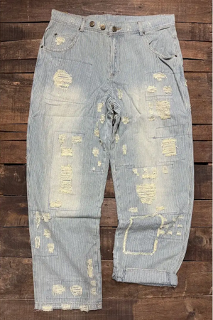 PEACE AND LOVE JEANS - BLUE RAILROAD STRIPE