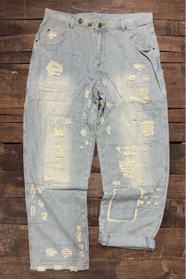 PEACE AND LOVE JEANS - BLUE RAILROAD STRIPE