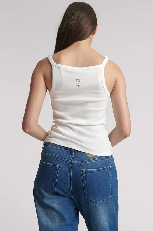 FINE RIBBED SINGLET - WHITE