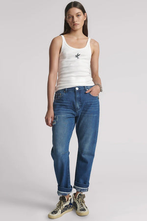 FINE RIBBED SINGLET - WHITE