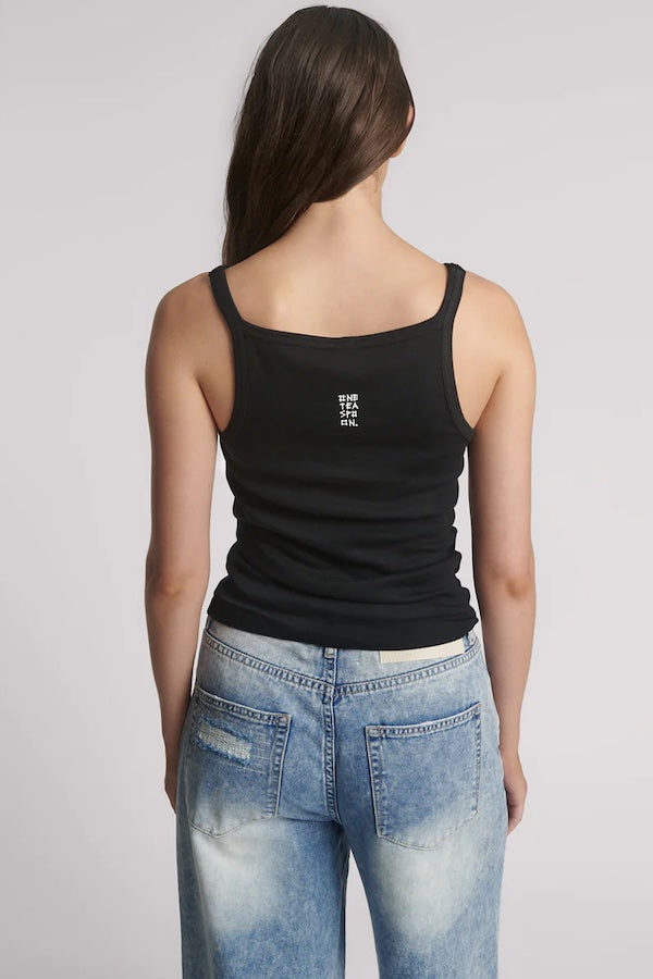 FINE RIBBED SINGLET - BLACK