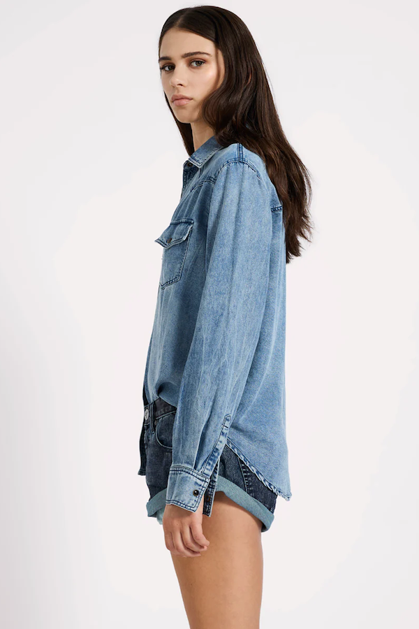 TENCEL WESTERN SHIRT - BLUE