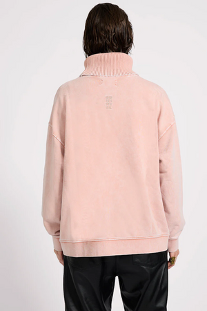 FLEECE ROLL NECK SWEATER - BLUSH PINK