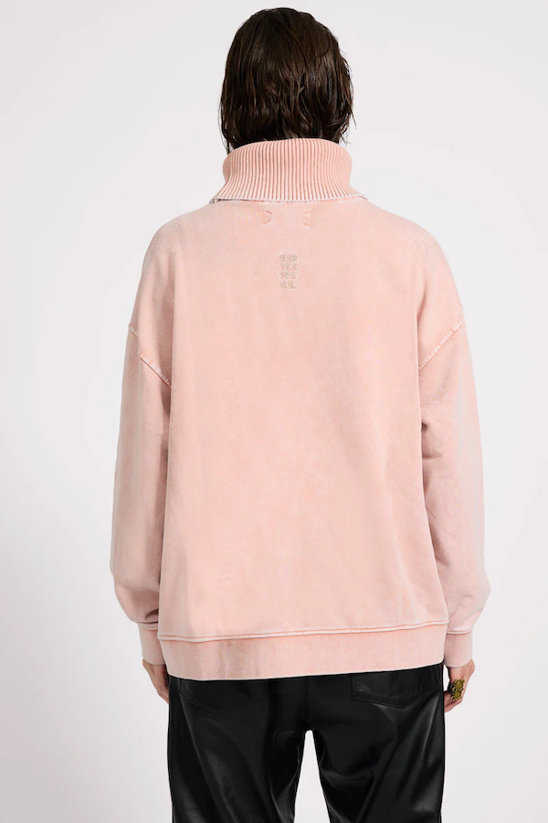 FLEECE ROLL NECK SWEATER - BLUSH PINK