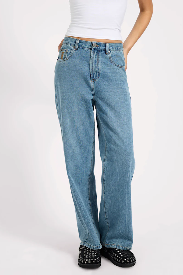 BAXTERS MID WAIST WIDE LEG JEANS - BLUE CRUSH