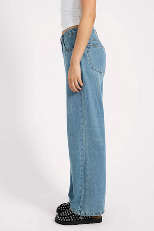 BAXTERS MID WAIST WIDE LEG JEANS - BLUE CRUSH