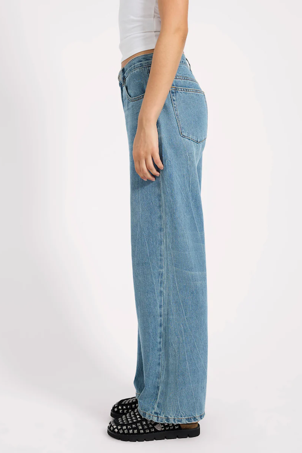 BAXTERS MID WAIST WIDE LEG JEANS - BLUE CRUSH