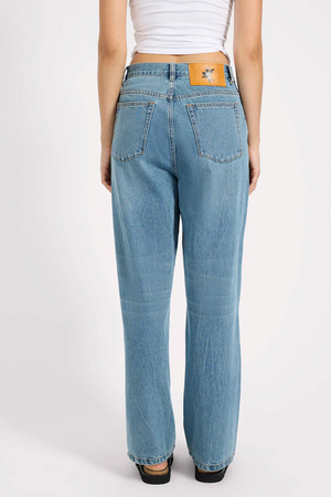 BAXTERS MID WAIST WIDE LEG JEANS - BLUE CRUSH