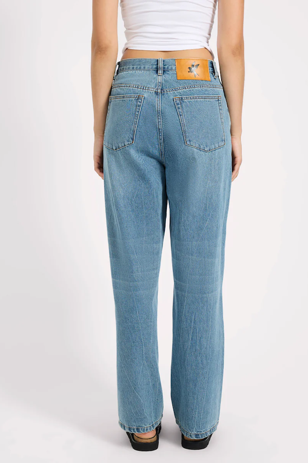 BAXTERS MID WAIST WIDE LEG JEANS - BLUE CRUSH