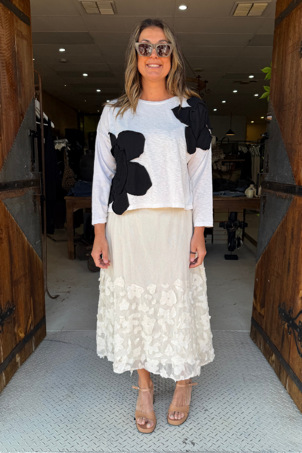 CROP DAISY T-SHIRT LONG SLEEVE