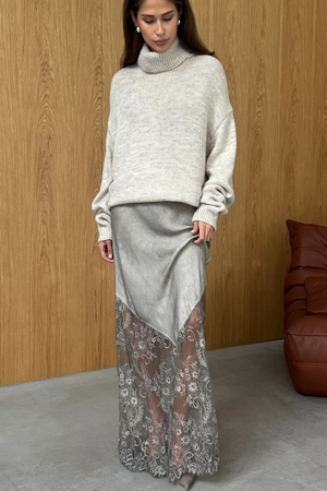 SOLENE LACE SKIRT - TAUPE