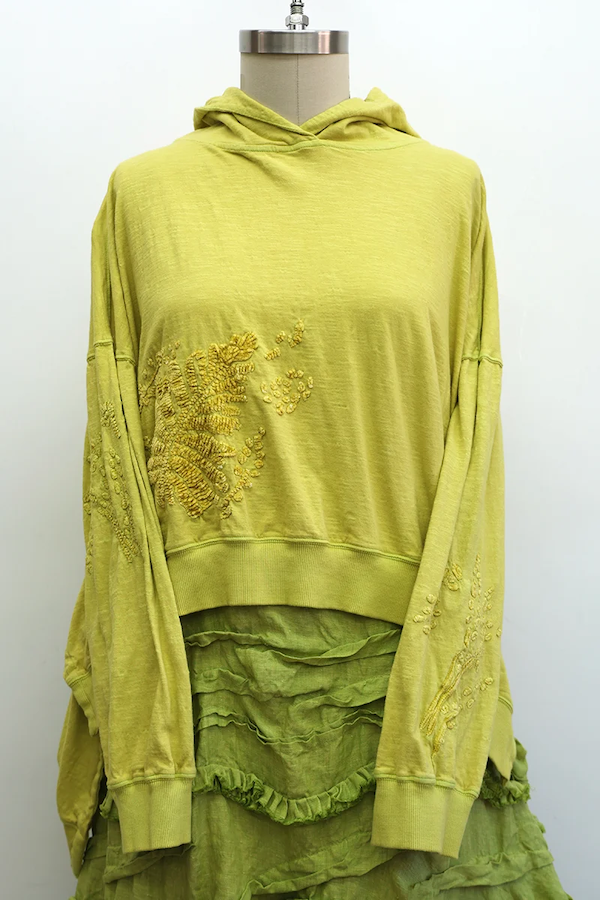 CROP BODE EMBROIDERED CHENILLE - PEAR