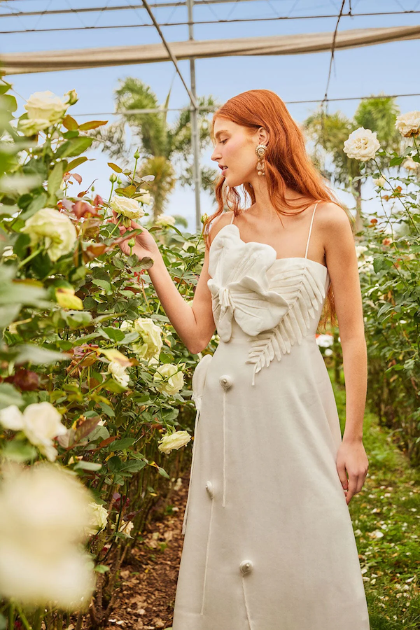 OFF WHITE GARDEN SLEEVELESS MIDI DRESS