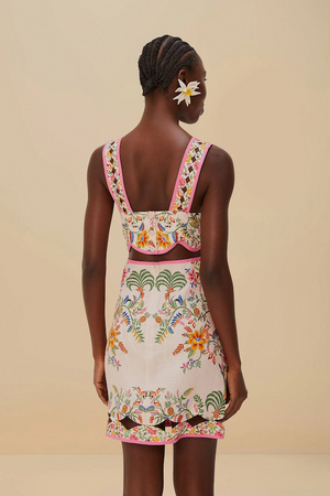 PINK DELICATE FOREST LINEN MINI DRESS
