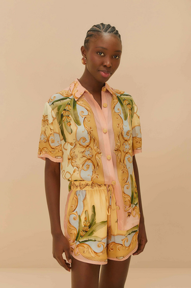 Farm Rio Multicolor Banana Royalty Kaleidoscope Shirt