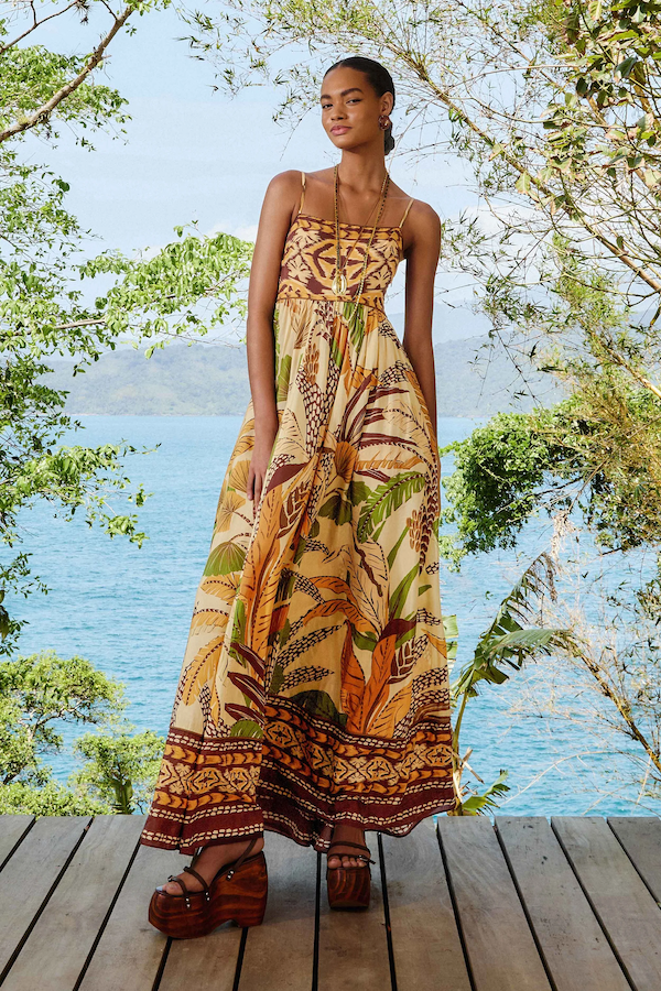 SAND FOLIAGE SKETCH MAXI DRESS