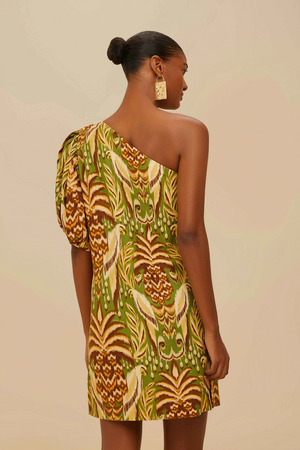 GREEN PINEAPPLE TAPESTRY MINI DRESS