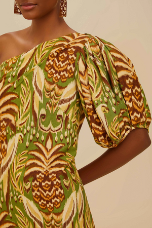GREEN PINEAPPLE TAPESTRY MINI DRESS