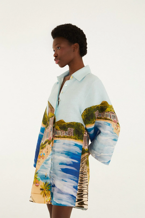 COPACABANA BEACH MULTICOLOR LONG SLEEVE KIMONO