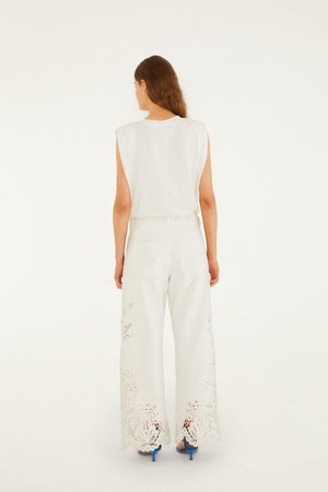 BOHO BEAUTY RICHIELIEU WHITE PANTS