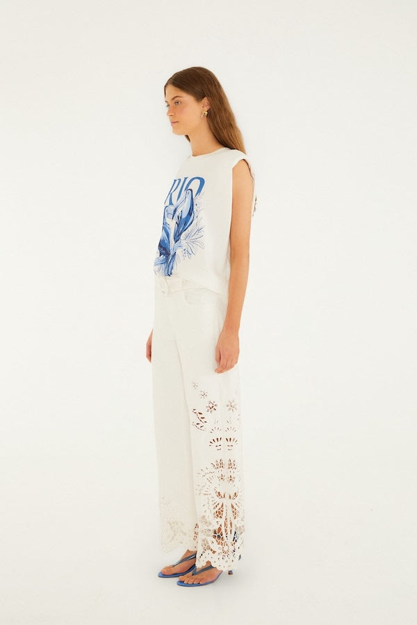 BOHO BEAUTY RICHIELIEU WHITE PANTS