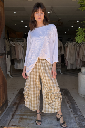 CABBAGE ROSE PANTS - ALABASTER