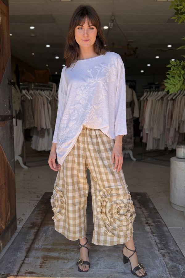 CABBAGE ROSE PANTS - ALABASTER