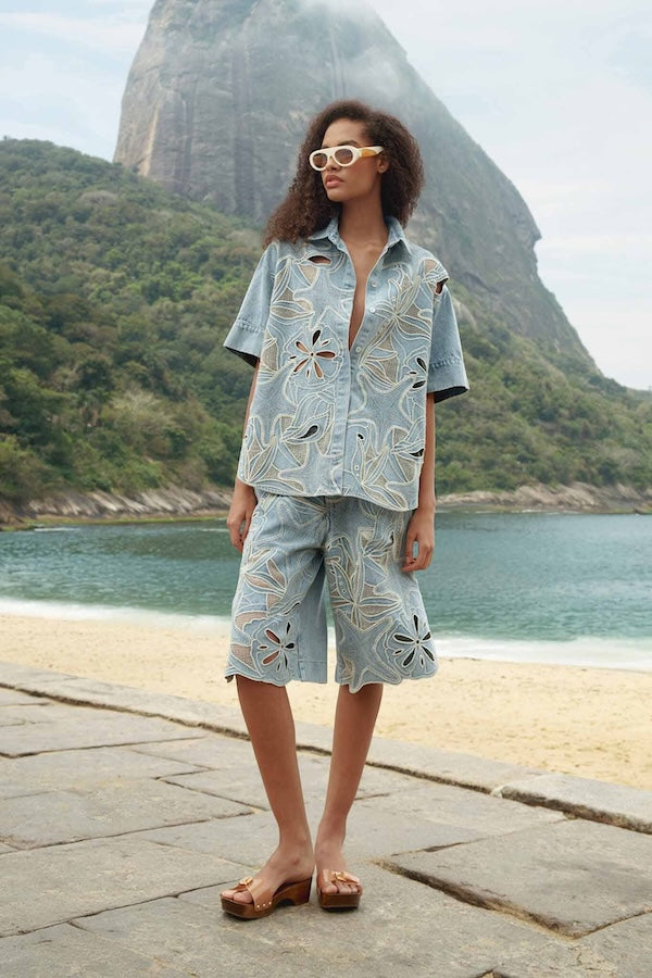 EMBROIDERED DENIM SHORTSEAS DESIRE