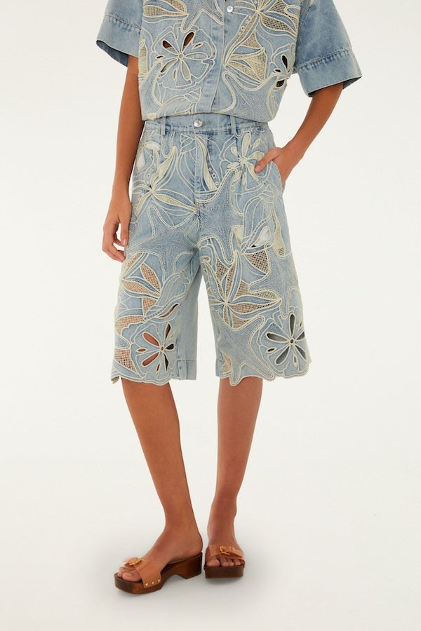 EMBROIDERED DENIM SHORTSEAS DESIRE
