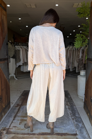 CROP PROTEA T-SHIRT LONG SLEEVE - ALABASTER