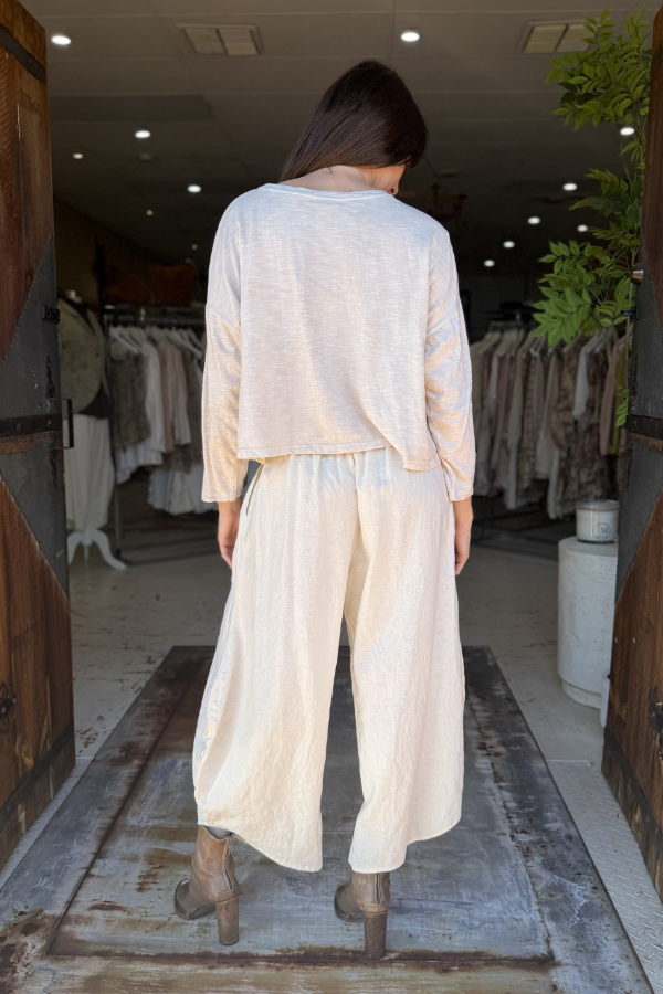 CROP PROTEA T-SHIRT LONG SLEEVE - ALABASTER