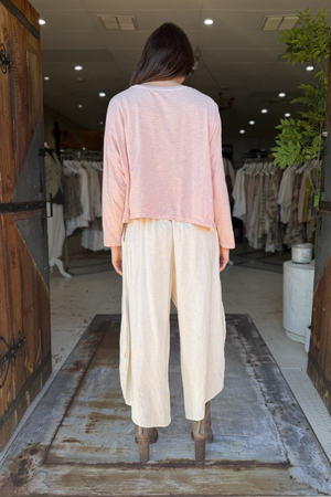 CROP CABBAGE ROSE T-SHIRT LONG SLEEVE - SHELL
