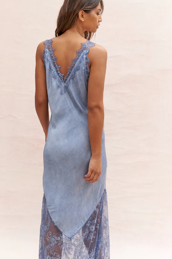 SOLANGE SLIP DRESS - WASHED BLUE