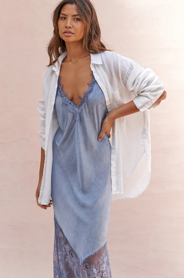 SOLANGE SLIP DRESS - WASHED BLUE