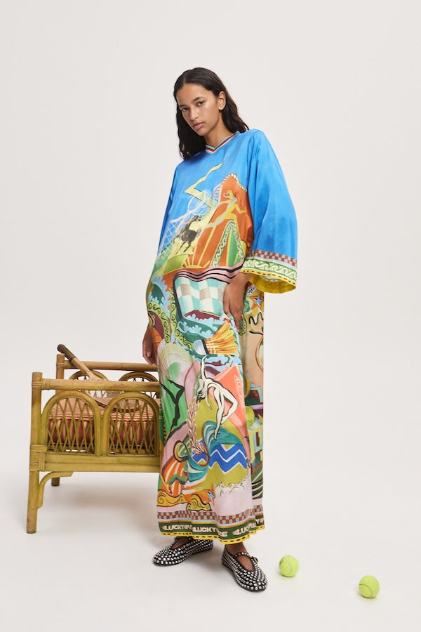 LUCKY PACE SILK MIDI DRESS