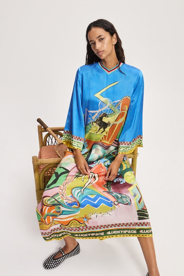 LUCKY PACE SILK MIDI DRESS
