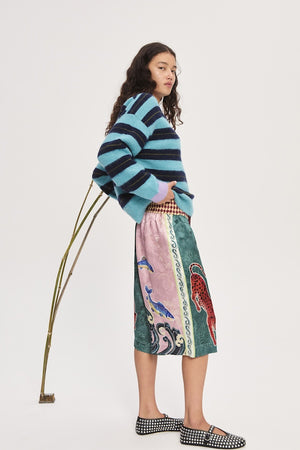 DOMENICA TEAL STRIPE SWEATER