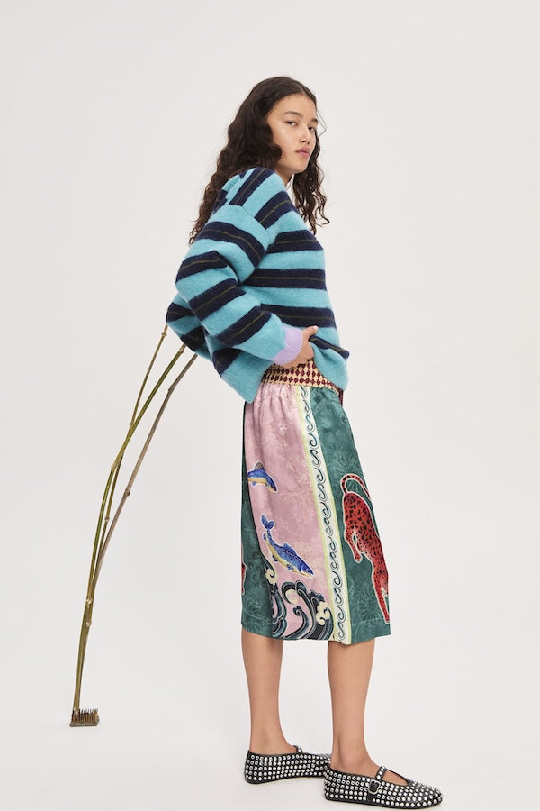 DOMENICA TEAL STRIPE SWEATER