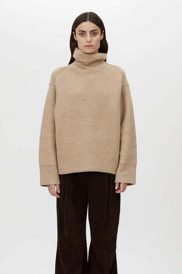 ROHAN FUNNEL NECK SWEATER - OATMEAL MELANGE
