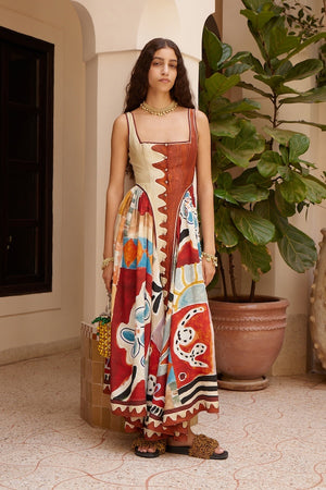 MICHELLE SQUARE NECK MIDI DRESS